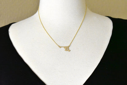 14k gold or sterling silver maryland md state name necklace personalized monogram