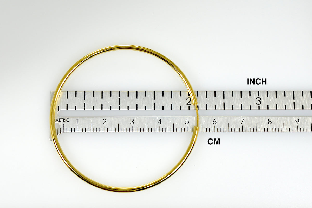 14k yellow gold round endless hoop earrings 55mm x 2mm