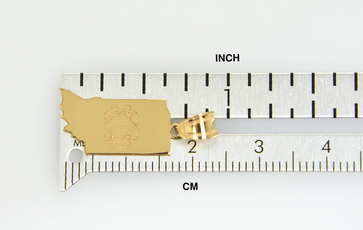 14k gold or sterling silver indiana in state map pendant charm personalized monogram