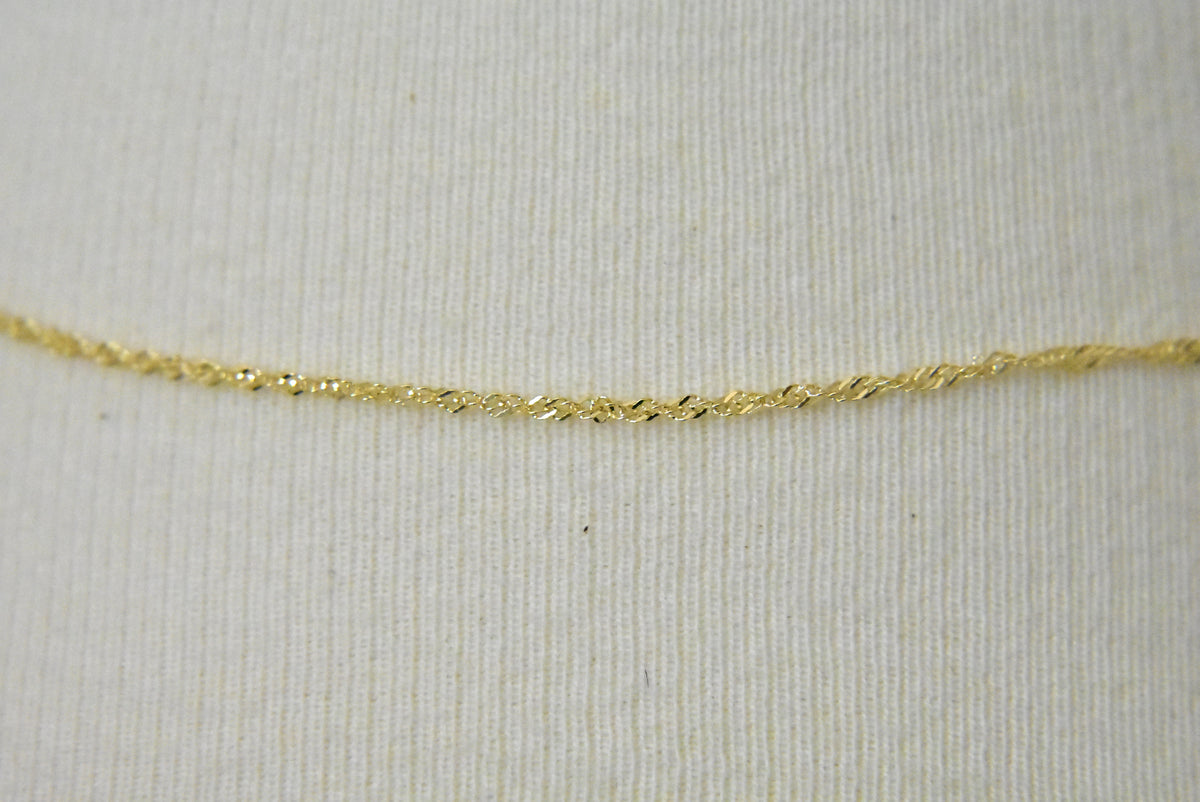 14k yellow gold 1.10mm singapore twisted bracelet anklet necklace choker pendant chain