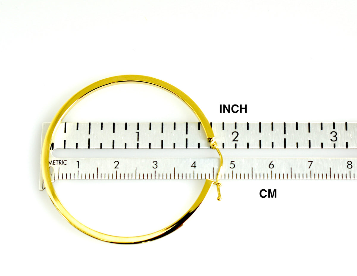 14k yellow gold square tube round hoop earrings 45mm x 2mm