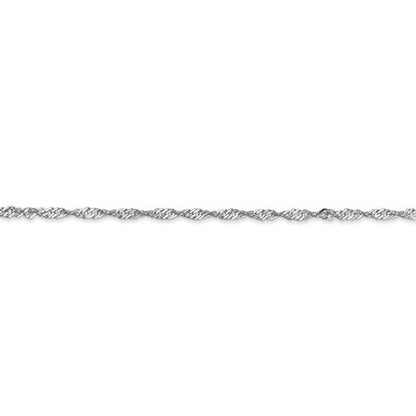 14k white gold 1.7mm singapore twisted bracelet anklet choker necklace pendant chain