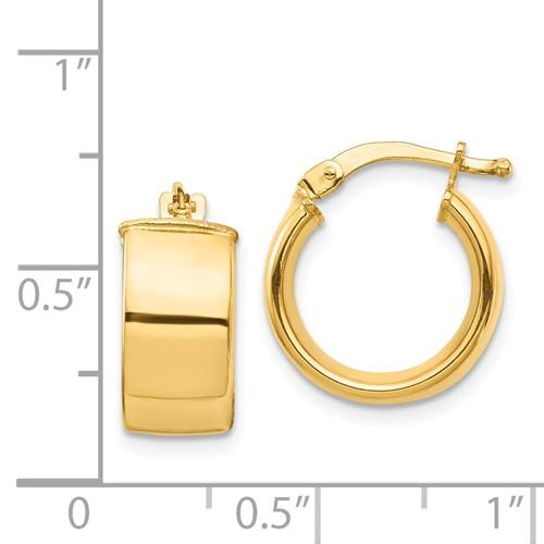 14k yellow gold round square tube hoop earrings 14mm x 7mm
