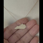Load and play video in Gallery viewer, 14k 10k Yellow Rose White Gold Diamond Silver Kentucky KY State Map Personalized City Necklace
