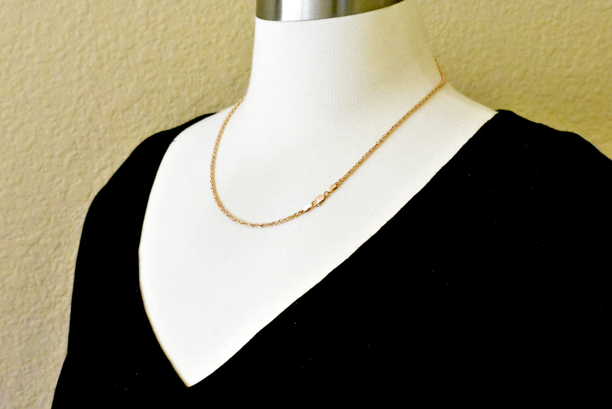 14k rose gold 2.5mm diamond cut rope bracelet anklet necklace pendant choker chain