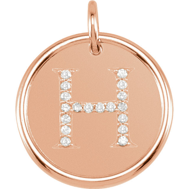 14k yellow rose white gold genuine diamond uppercase letter h initial alphabet pendant charm custom made to order personalized engraved