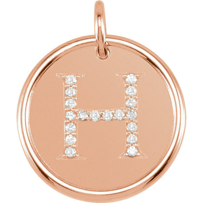 14k yellow rose white gold genuine diamond uppercase letter h initial alphabet pendant charm custom made to order personalized engraved