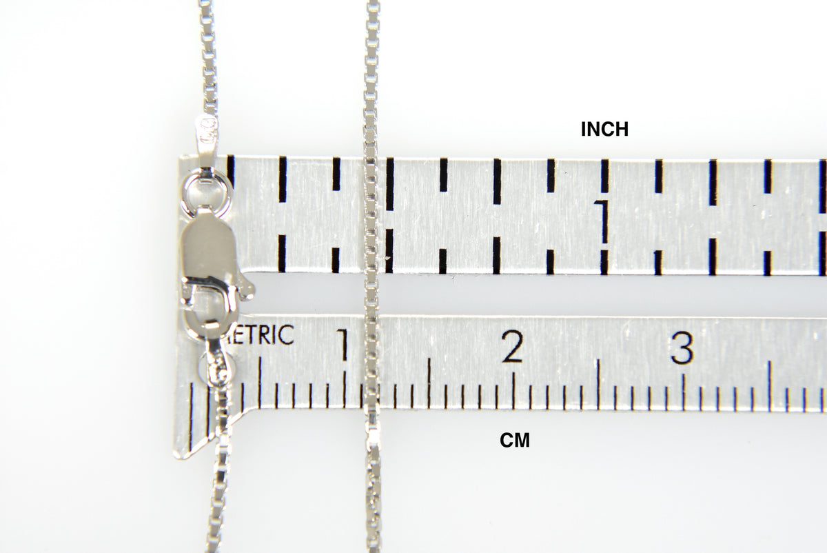 10k white gold 0.9mm box bracelet anklet choker necklace pendant chain lobster clasp