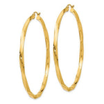 將圖片載入圖庫檢視器 14K Yellow Gold Twisted Modern Classic Round Hoop Earrings 60mm x 3mm

