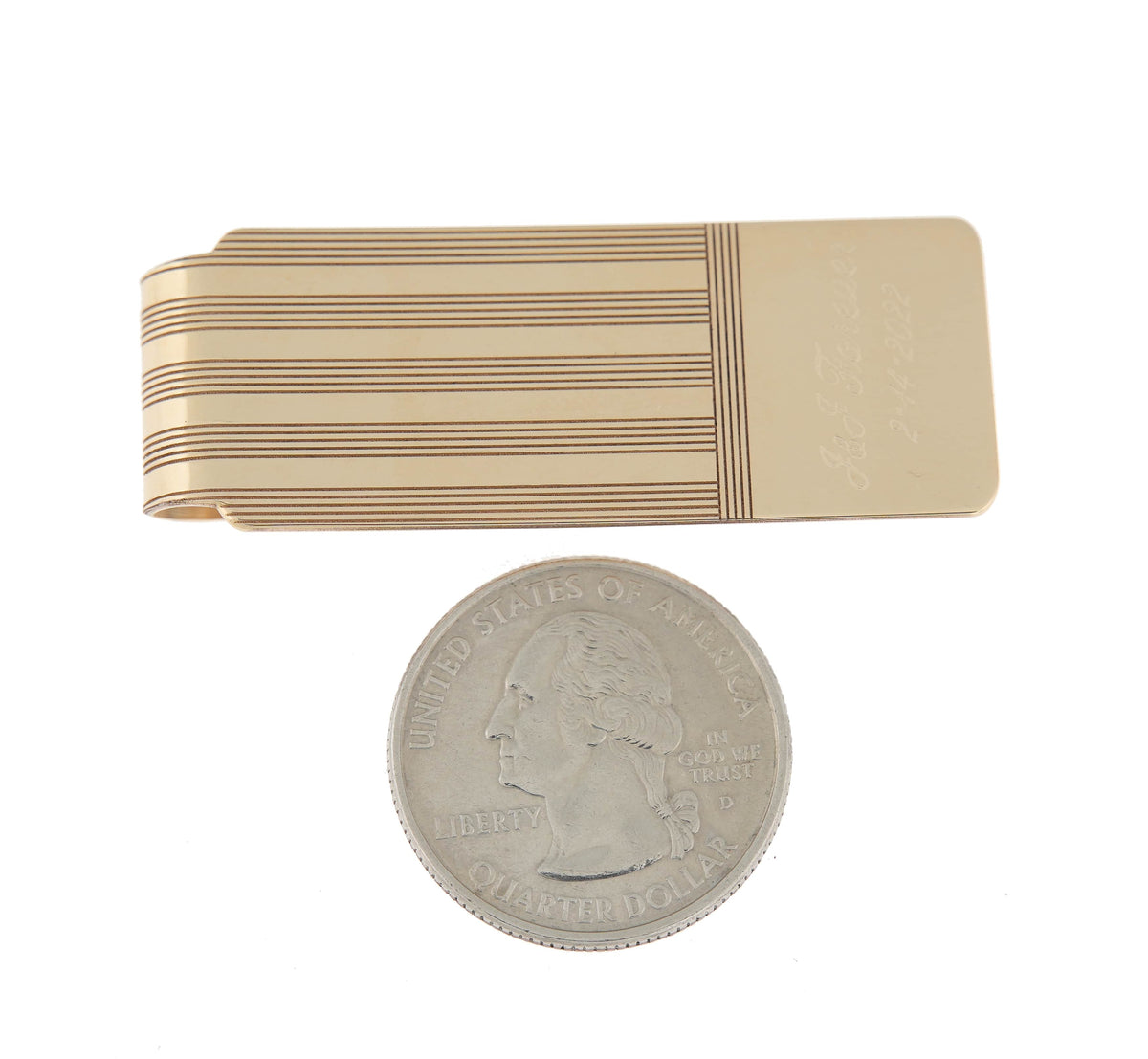 14k solid yellow gold money clip personalized engraved monogram