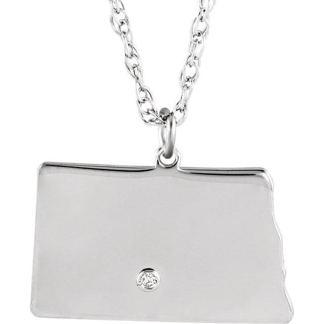 14k 10k yellow rose white gold diamond silver north dakota nd state map personalized city necklace