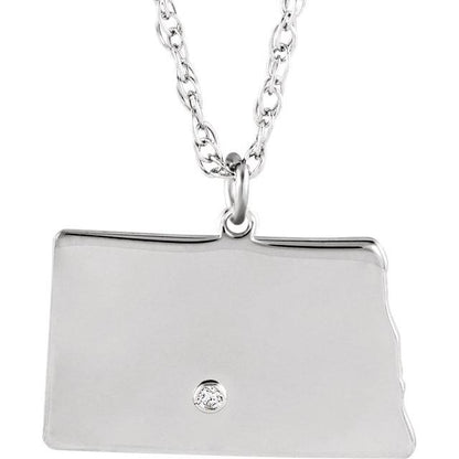 14k 10k yellow rose white gold diamond silver north dakota nd state map personalized city necklace