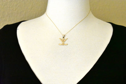 14k gold or sterling silver ice hockey personalized engraved pendant