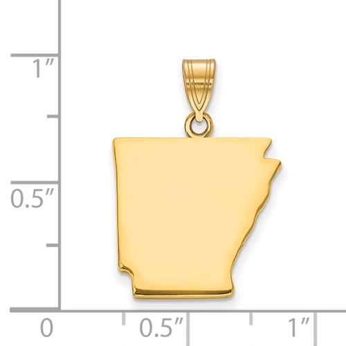14K Gold or Sterling Silver Arkansas AR State Pendant Charm Personalized Monogram