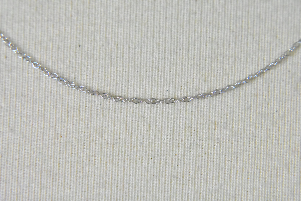14k white gold 0.6mm cable rope necklace choker pendant chain