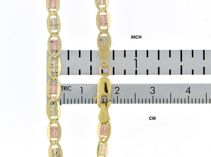 14k yellow white rose gold tri color 3.8mm pav√© valentino bracelet anklet choker necklace chain