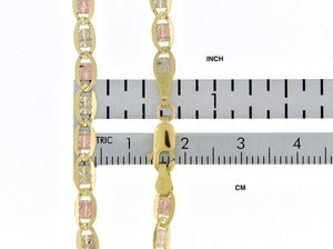 14K Yellow White Rose Gold Tri Color 3.8mm Pav√© Valentino Bracelet Anklet Choker Necklace Chain