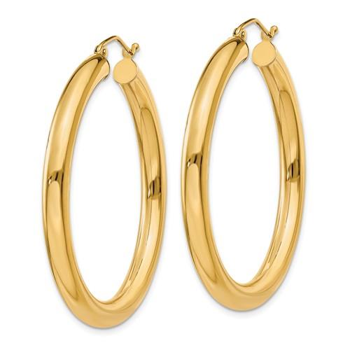 14k yellow gold classic round hoop earrings 38mm x 4mm