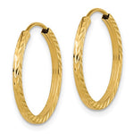 Load image into Gallery viewer, 14k Yellow Gold Diamond Cut Square Tube Round Endless Hoop Earrings 20mm x 1.35mm
