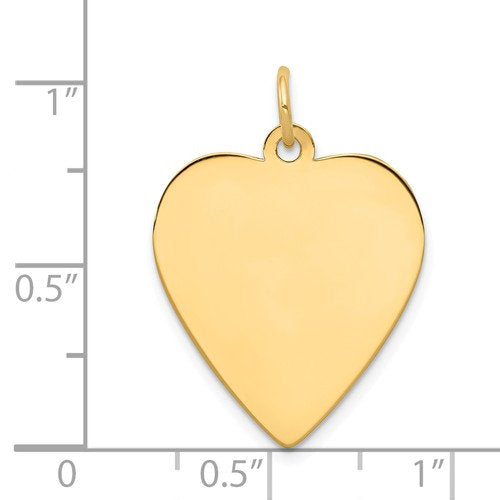 14k Yellow Gold 18mm Heart Disc Pendant Charm Personalized Monogram Engraved