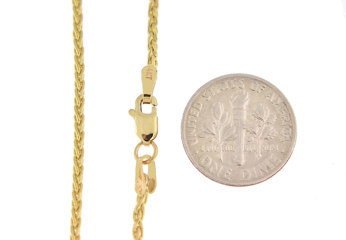 14k yellow gold 1.75mm parisian wheat bracelet anklet choker necklace pendant chain