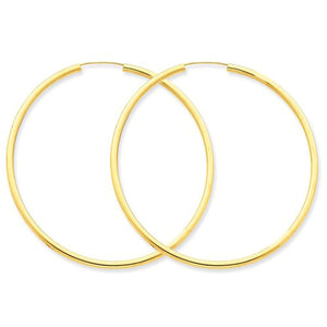 14k yellow gold round endless hoop earrings 55mm x 2mm