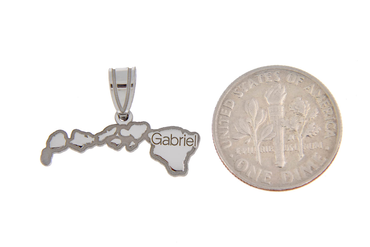 14k gold or sterling silver hawaii hi state map pendant charm personalized monogram