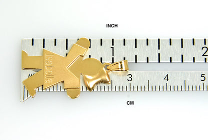 14k yellow gold girl with bow pendant charm personalized engraved monogram