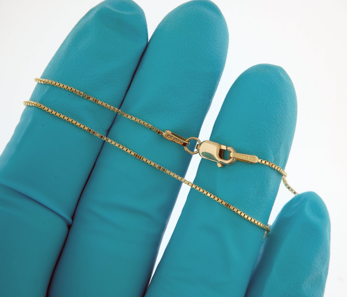 14k yellow gold 0.90mm box bracelet anklet choker necklace pendant chain lobster clasp