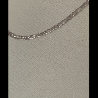 14K White Gold 2.5mm Lightweight Figaro Bracelet Anklet Choker Necklace Pendant Chain