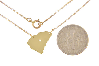 14k gold 10k gold silver south carolina sc state map necklace heart personalized city