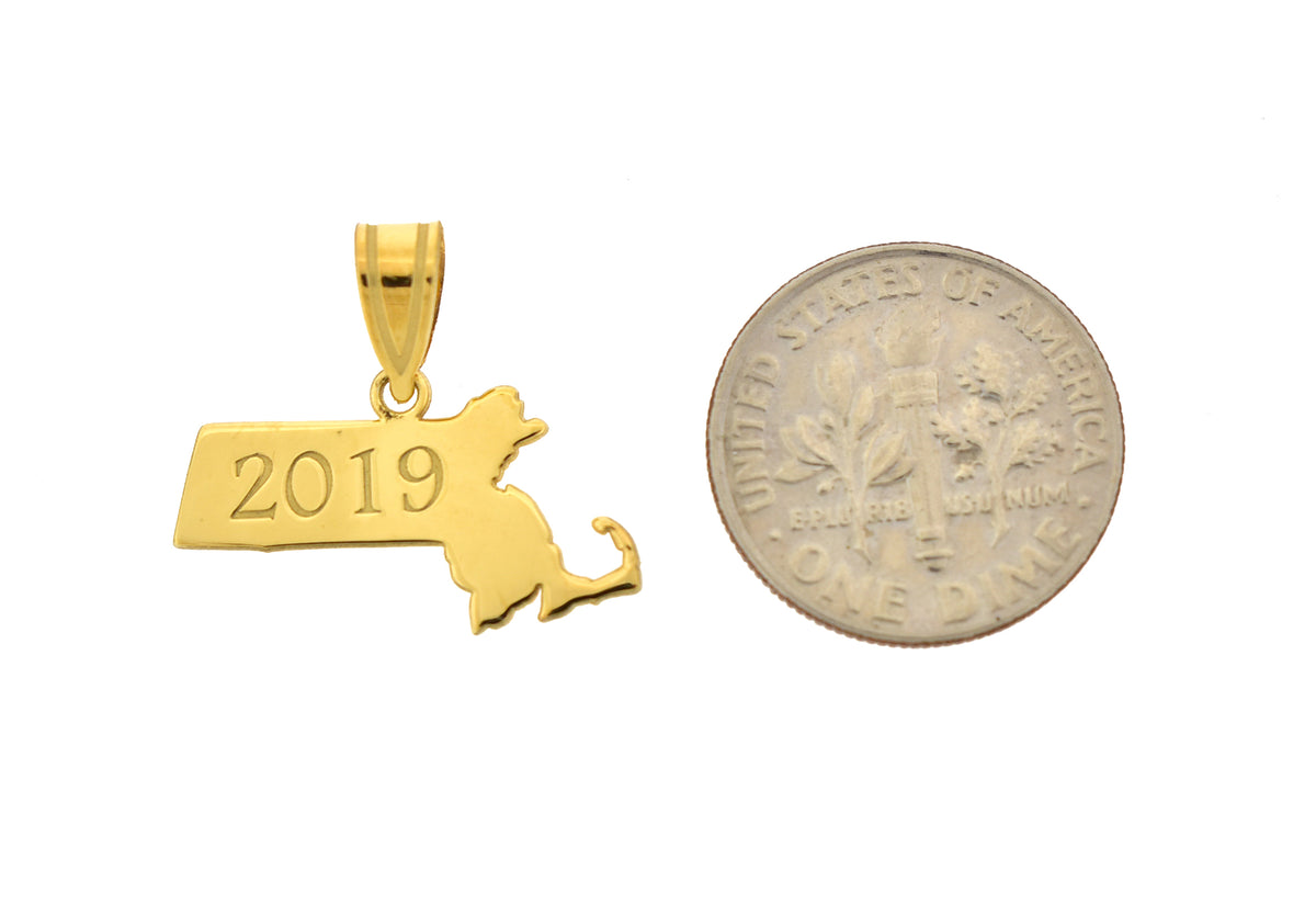 14k gold or sterling silver massachusetts ma state map pendant charm personalized monogram