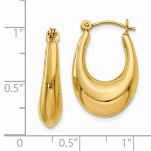 14K Yellow Gold Classic Polished Hoop Earrings 15mm