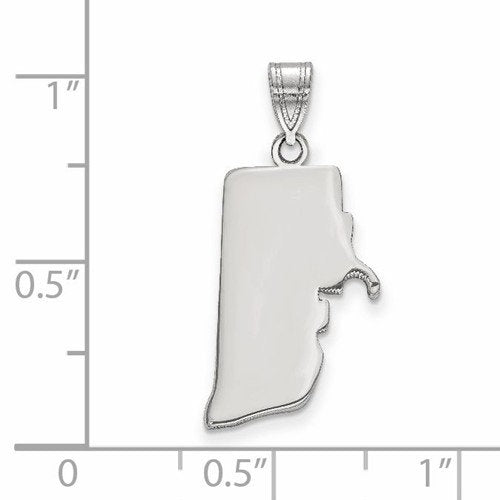14k gold or sterling silver rhode island ri state map pendant charm personalized monogram