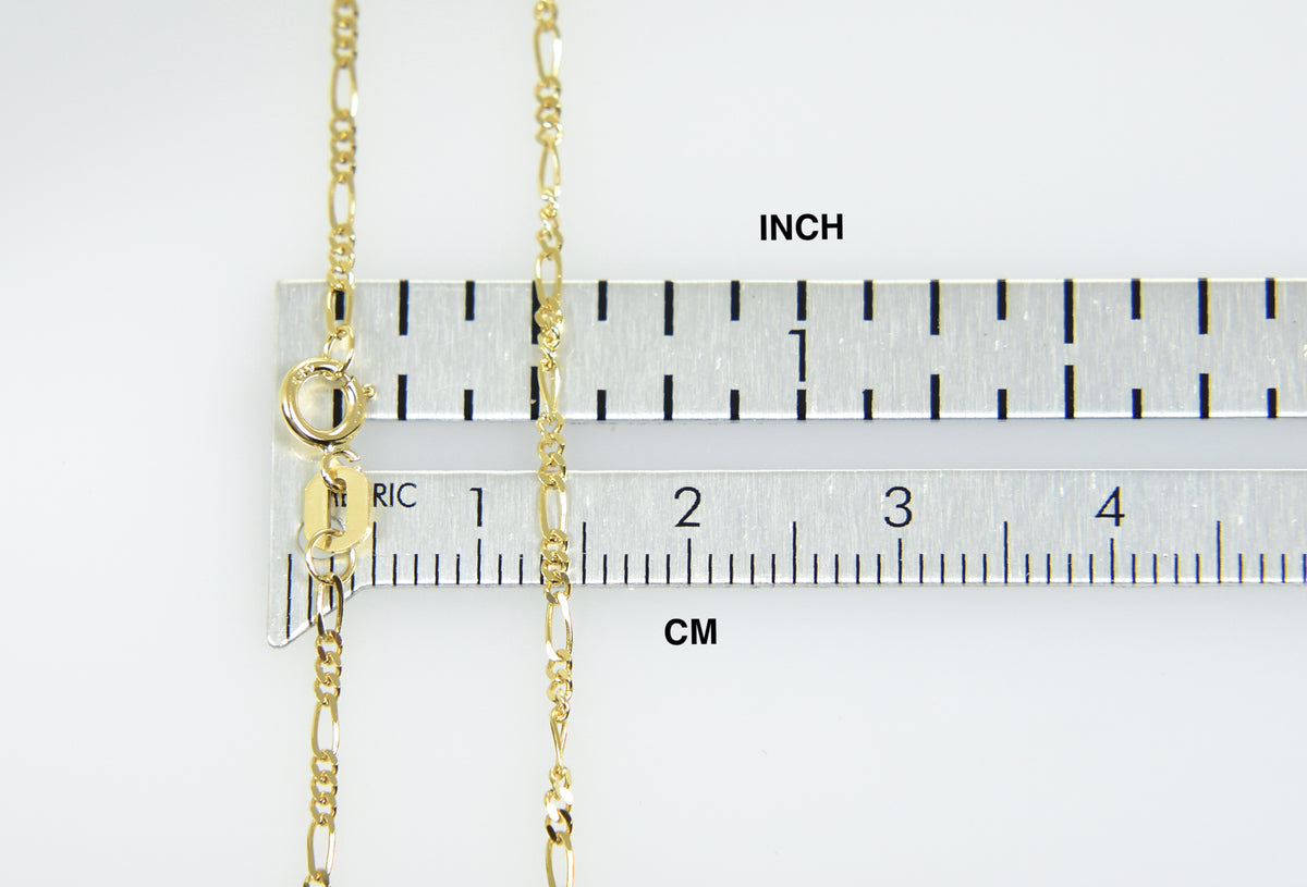 14k yellow gold 1.25mm flat figaro bracelet anklet choker necklace pendant chain