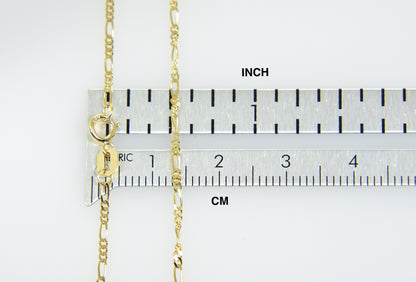 14k yellow gold 1.25mm flat figaro bracelet anklet choker necklace pendant chain