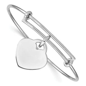 925 sterling silver heart tag bangle bracelet custom engraved personalized monogram adjustable