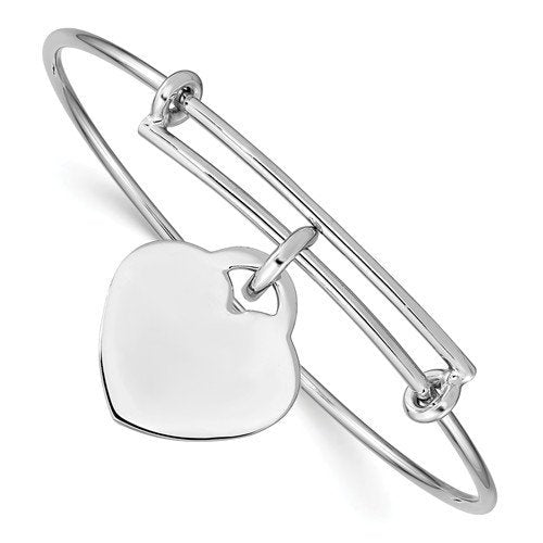 925 sterling silver heart tag bangle bracelet custom engraved personalized monogram adjustable