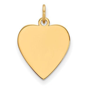 14k Yellow Gold 14mm Heart Disc Pendant Charm Personalized Monogram Engraved