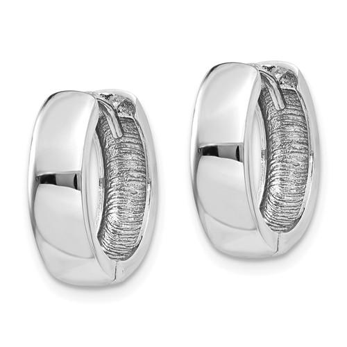 14k white gold classic huggie hinged hoop earrings 13mm x 13mm x 4mm