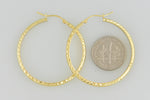 Indlæs billede til gallerivisning 14k Yellow Gold Diamond Cut Round Hoop Earrings 37mm x 2.5mm
