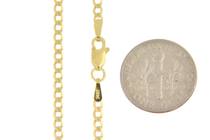 14k yellow gold 2.2mm beveled curb link bracelet anklet choker necklace pendant chain