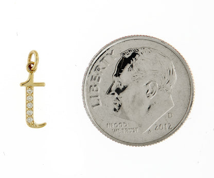 14k yellow rose white gold .025 ctw diamond tiny petite lowercase letter t initial alphabet pendant charm necklace