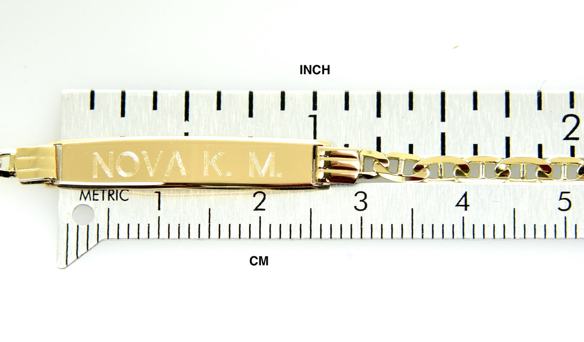 14k yellow gold baby children engravable id nameplate bracelet personalized