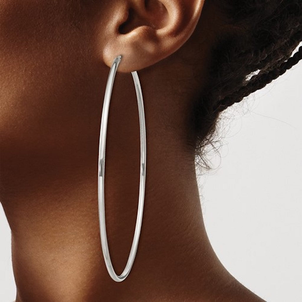 sterling silver 3 inch round endless hoop earrings 78mm x 2mm