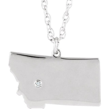 14k 10k yellow rose white gold diamond silver montana mt state map personalized city necklace