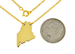 Load image into Gallery viewer, 14k Gold 10k Gold Silver Maine State Map Necklace Heart Personalized City
