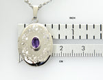 Charger l&#39;image dans la galerie, Sterling Silver Genuine Amethyst Oval Locket Necklace February  Birthstone Personalized Engraved Monogram

