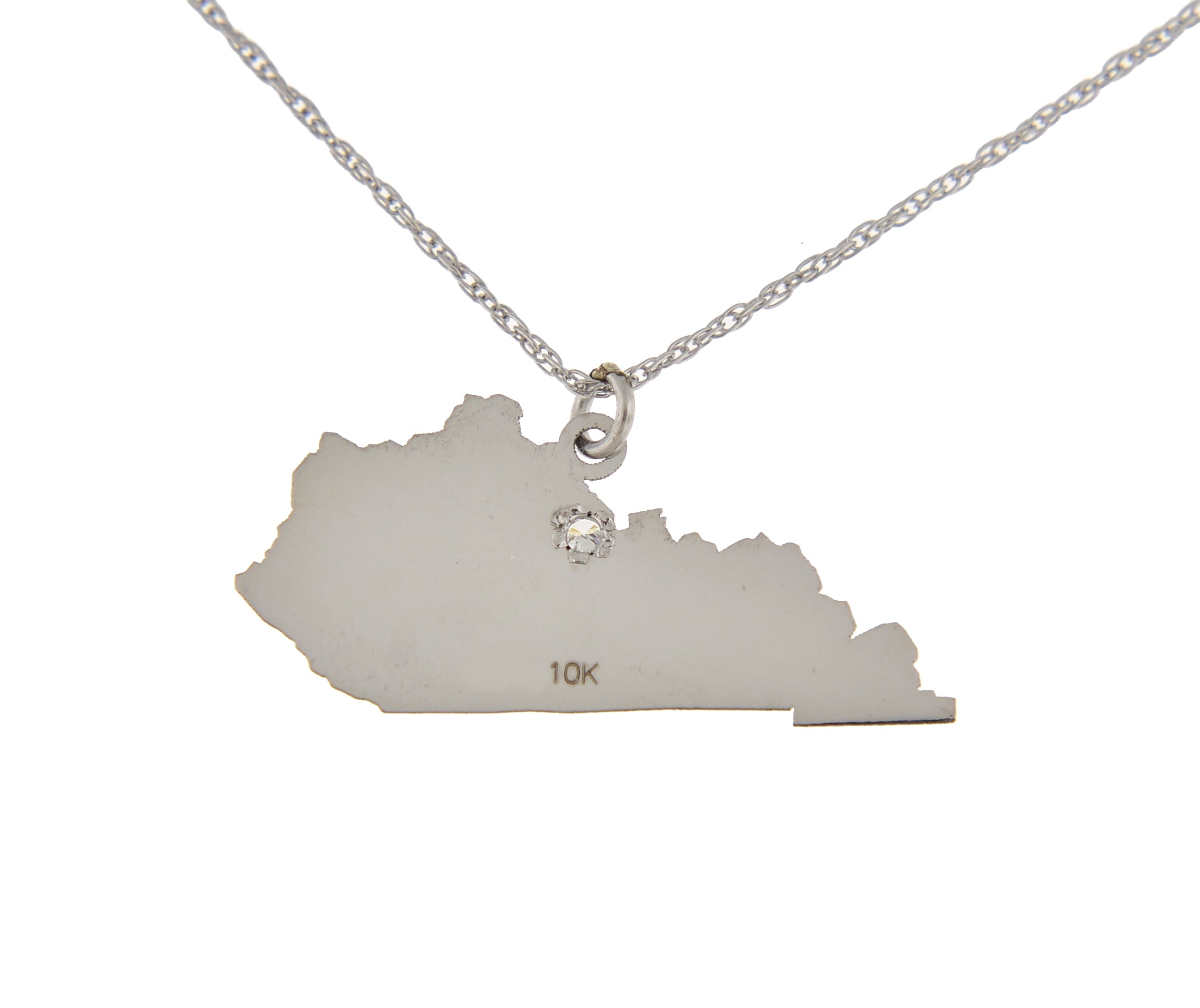 14k 10k Yellow Rose White Gold Diamond Silver Kentucky KY State Map Personalized City Necklace