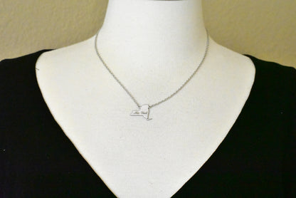 14k gold or sterling silver new york ny state name necklace personalized monogram